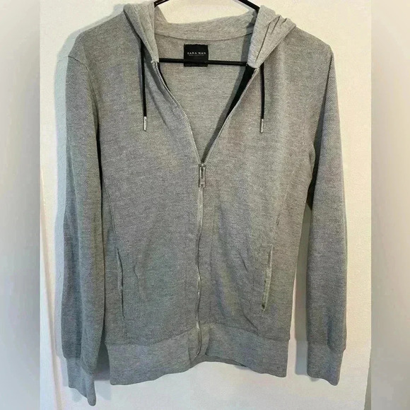 Zara Man Basic Collection Gray Full Zip Up Hoodie Mens Size Small - Picture 1 of 6